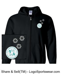 Unisex hooded zip up sweatshirt, Black with Logo and snowflake awareness ribbons Design Zoom